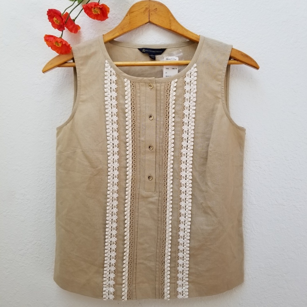 NWT Brooks Brothers Linen Cotton sleeveless blouse